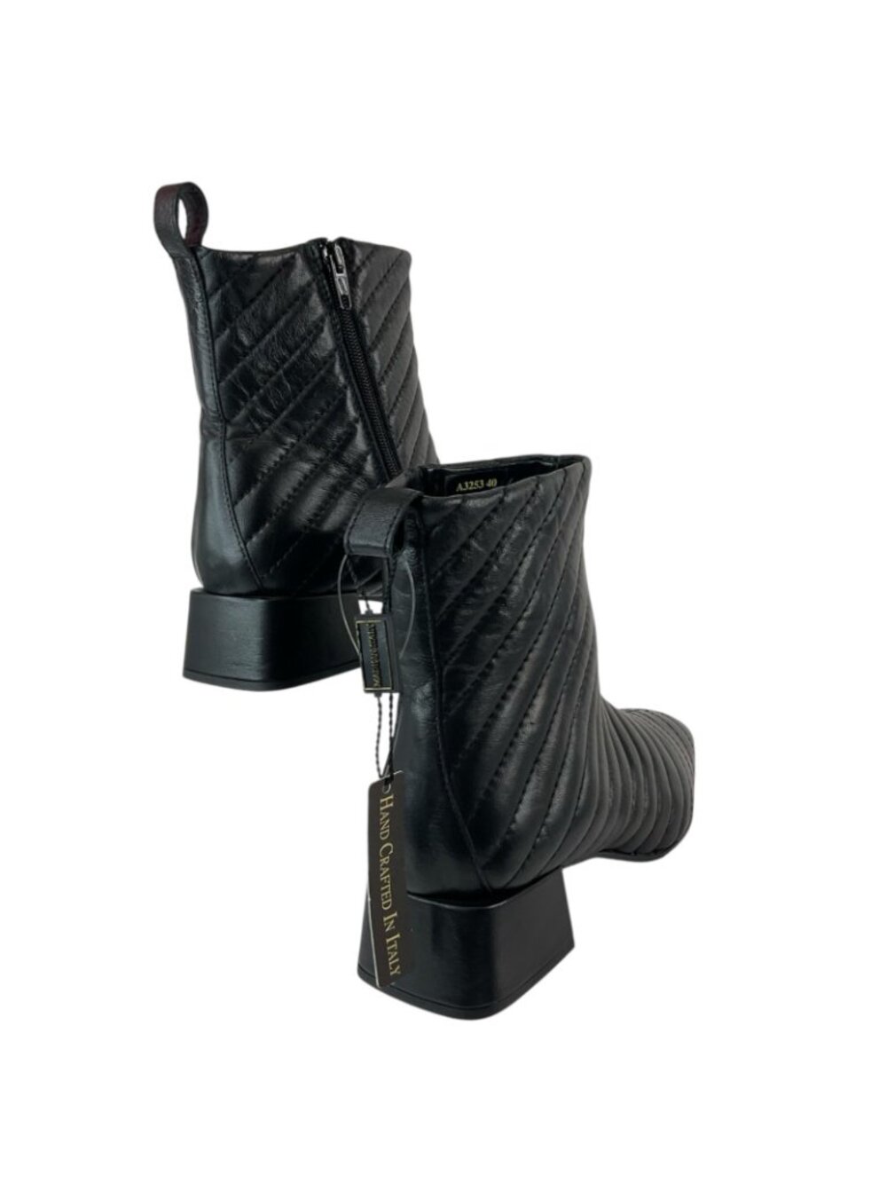 Napoleoni Boots Womens Sz 40 9.5 US Black Quilted Italy Ankle Leather New $269 - Picture 6 of 14